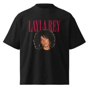 Layla Rey Red Font – Unisex organic oversized high neck t-shirt