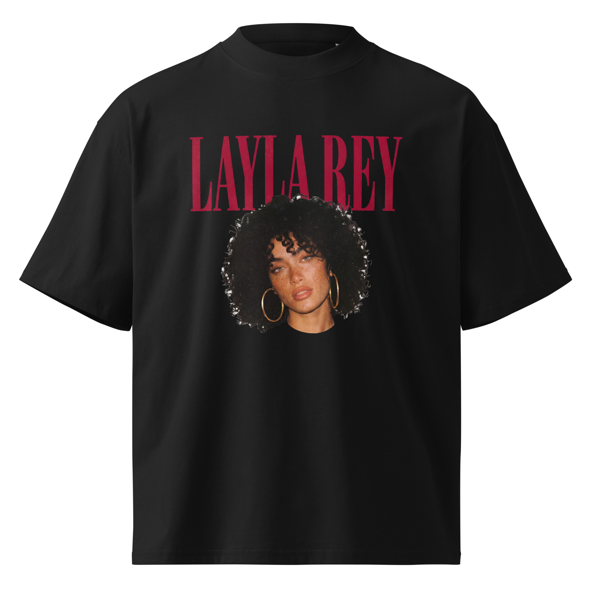 Layla Rey Red Font - Unisex organic oversized high neck t-shirt