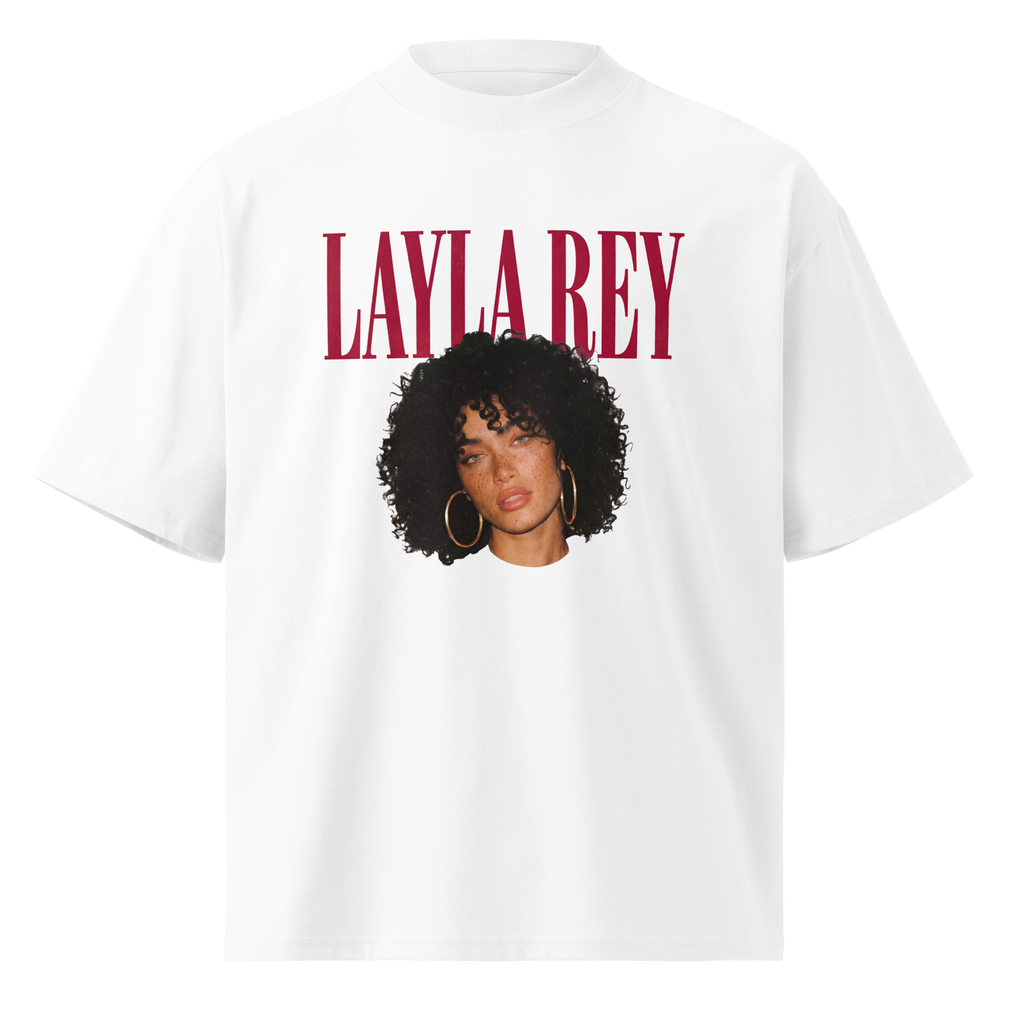 Layla Rey Red Font - Unisex organic oversized high neck t-shirt